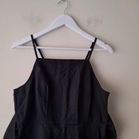 NWT Madewell Romper Linen Blend Tie Waist Sleeveless Square Neck Black Size 6 - Picture 16 of 16